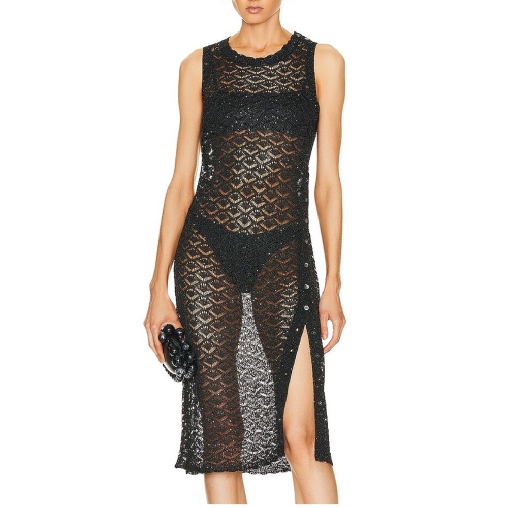 STAUD Black Sheer Midi Dress & BONUS BUY π π Dress - Picture 4 of 15